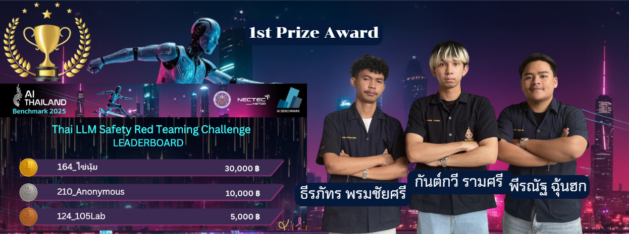 1st Prize Award, Thai LLM Safety Red Teaming Challenge, AI Thailand Benchmark Programs 2025